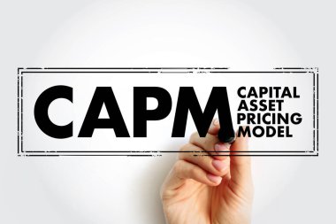 CAPM Capital Asset Pricing Model - relationship between systematic risk and expected return for assets, acronym text concept stamp