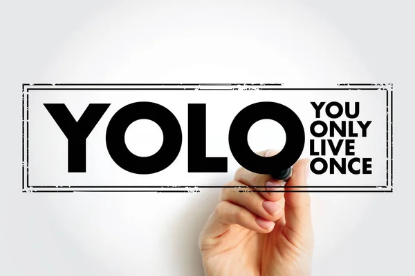 Yolo You Only Live Once Acronym Text Stamp Concept Background — Stockfoto