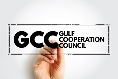 GCC Gulf Cooperation Council - regional, intergovernmental political and economic union, acronym text concept stamp