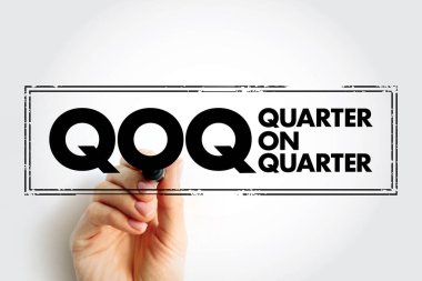 QOQ Quarter On Quarter - bir önceki mali çeyrek ile bir önceki mali çeyrek arasındaki değişimi hesaplayan ölçüm tekniği, kısaltma metin konseptini damgalar