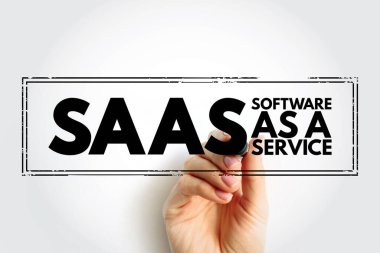 SAAS - Software as a service is a software licensing and delivery model, acronym text concept stamp