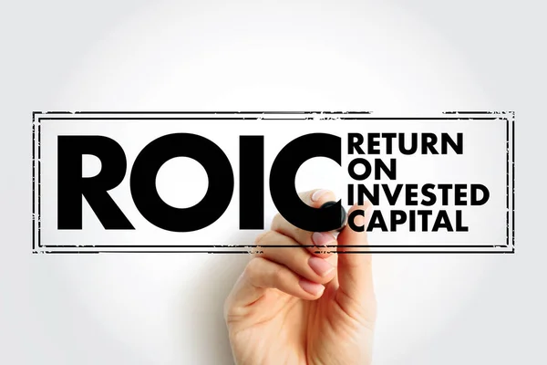 ROIC Return on Invested Capital - ratio used in finance, valuation and accounting, as a measure of the profitability, acronym text concept stamp