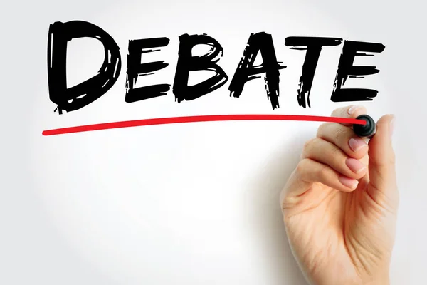 Debate Process Involves Formal Discourse Particular Topic Text Concept Presentations — Stock Photo, Image