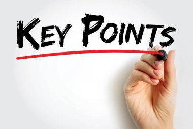 Key points - of spoken or written text are the most important points, text concept background