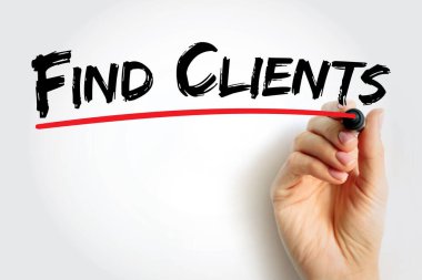 İstemcileri bul metni, konsept arkaplan