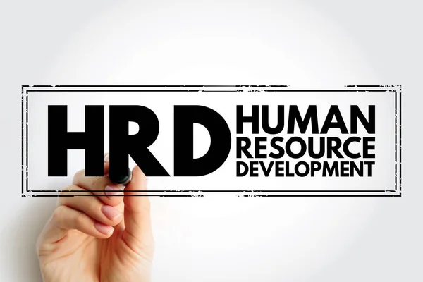 HRD Human Resource Development - improving the effectiveness of organizations and the individuals and teams, acronym text stamp