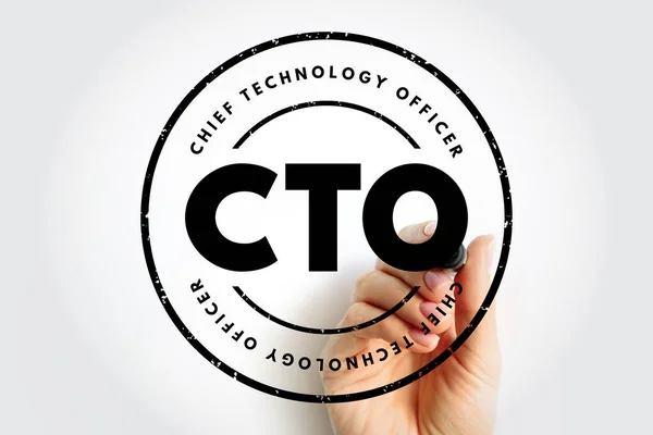 CTO Chief Technology Officer - executive-level position in a company whose occupation is focused on the scientific and technological issues, acronym text stamp concept background