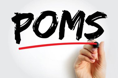 POMS - Parents Over My Shoulder acronym, text concept for presentations and reports