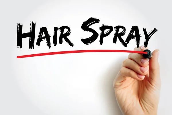 Hair Spray - solution sprayed on to a person's hair to keep it in place, text concept background
