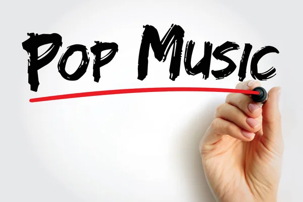 流行音乐 Pop Music 是一种流行音乐类型 起源于1950年代中期的现代形式 是文本概念的背景 — 图库照片