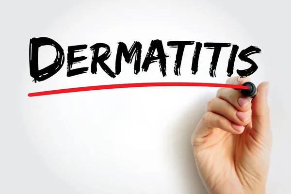 Dermatitis - general term that describes a common skin irritation, text concept background