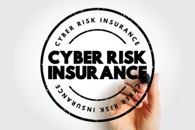 Cyber Risk Insurance text stamp, concept background