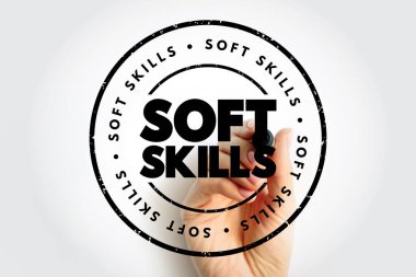Soft Skills text stamp, concept background