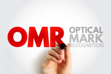 OMR Optical Mark Recognition - process of reading information that people mark on surveys, tests and other paper documents, acronym text concept background