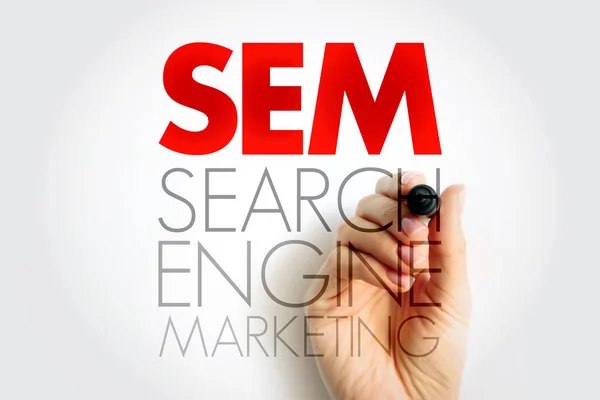SEM Search Engine Marketing - Internet marketing that involves the promotion of websites by increasing their visibility in search engine results pages, acronym concept background