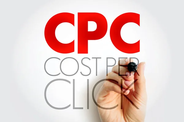 CPC Cost Per Click - online advertising revenue model that websites use to bill advertisers, acronym text concept for presentations and reports
