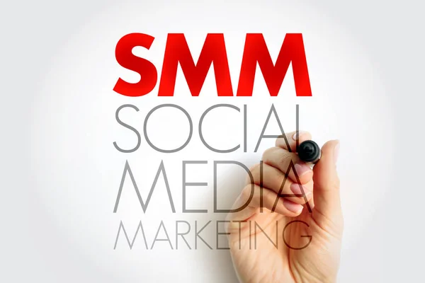 SMM Social Media Marketing - use of social media platforms and websites to promote a product or service, acronym text concept for presentations and reports