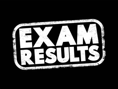 Exam Results text stamp, concept background