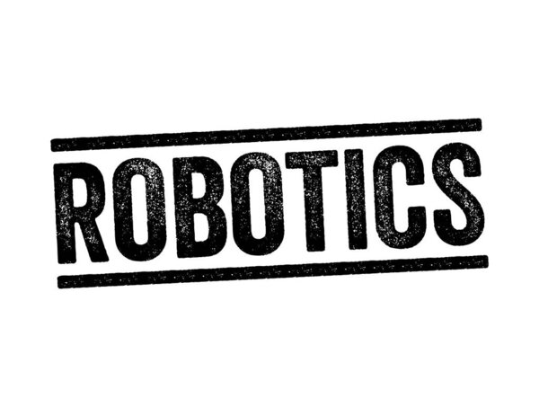 Robotics is an interdisciplinary branch of computer science and engineering, text stamp concept background