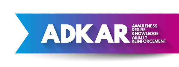 ADKAR - Awareness, Desire, Knowledge, Ability, Reinforcement acronym, business concept for presentations and reports