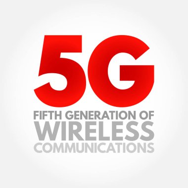5G - beşinci nesil kablosuz iletişim metni, teknoloji kavramı arka planı