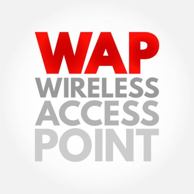 WAP - Wireless Access Point is a networking hardware device that allows other Wi-Fi devices to connect to a wired network, acronym text concept background