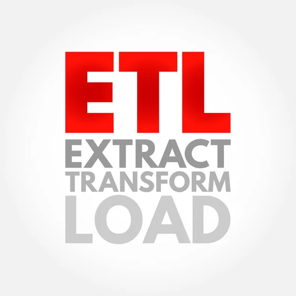 Etl Extract Transform Load Three Phase Process Data Extracted Transformed — Stock Vector