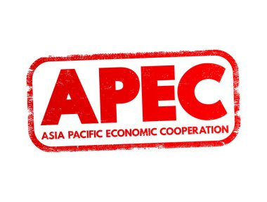 APEC Asia Pacific Economic Cooperation - Pasifikteki ekonomiler için hükümetler arası konferans Asya-Pasifik bölgesi boyunca serbest ticareti destekliyor, kısaltma metni damgası