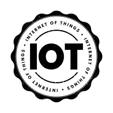 IOT Internet Of Things - physical objects that are embedded with sensors, software, and other technologies that connect and exchange data with other devices over the Internet, acronym text stamp