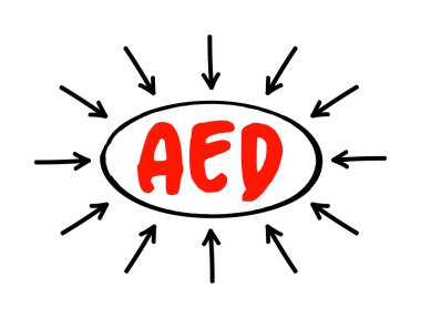 AED - İşaretleyici, iş konsepti arka planı olan kısaltma metni ekle, düzenle ve sil