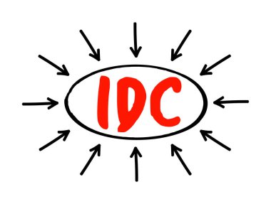 IDC - Okları ve iş konsepti geçmişi olan Uluslararası Teşhis Kontrol Listesi kısaltması metni