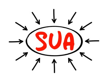 SUA - Okları ve iş konsepti geçmişi olan bir kısaltma metni başlat