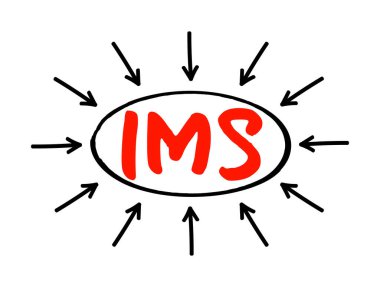 IMS Entegre Yönetim Sistemi - bir organizasyonun tüm sistemlerini, süreçlerini ve standartlarını tek bir akıllı sistem, kısaltma metni ve oklarla birleştirir