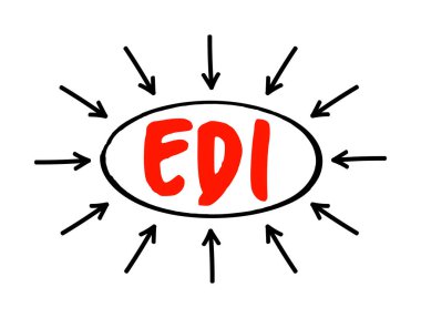 EDI Elektronik Veri Karşılaşması - geleneksel olarak kağıt, oklu kısaltma metni ile iletilen bilgileri elektronik olarak ileten şirketler kavramı