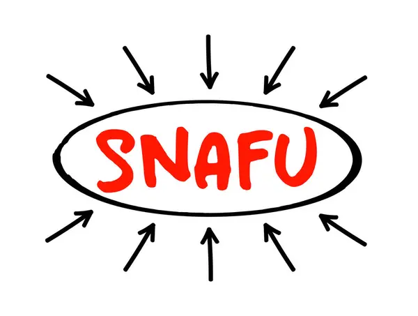 Snafu Situation Normal All Fucked Acronym Text Arrows Concept Background — Stock Vector