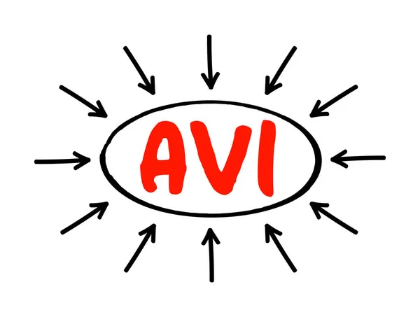Avi Audio Video Interleaved Acronym Text Arrows Technology Concept Background — Stock Vector