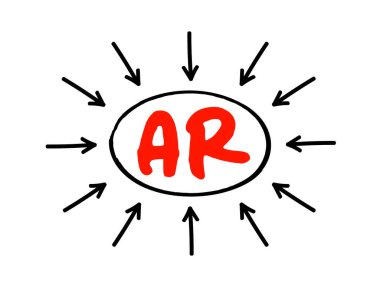 AR Artırılmış Gerçeklik - gerçek dünyada bulunan nesnelerin bilgisayar tarafından oluşturulan bilgi ve kısaltma kavramı ile geliştirildiği gerçek dünya ortamının etkileşimli deneyimi