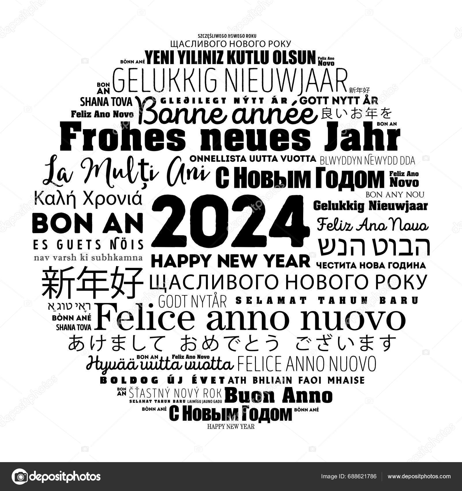 2024 Happy New Year Different Languages Celebration Word Cloud Greeting   Depositphotos 688621786 Stock Illustration 2024 Happy New Year Different 