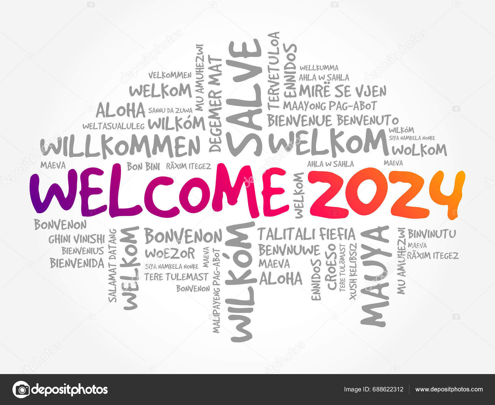 Depositphotos 688622312 Stock Illustration Welcome 2024 Word Cloud Different 