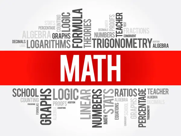 数学ワードクラウドコラージュ 教育概念の背景 — ストックベクタ