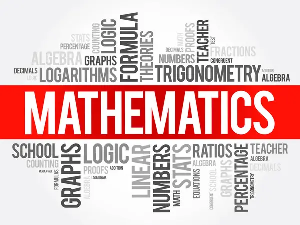 数学是一门研究形式逻辑 数量与排列逻辑 词云教育概念背景的科学 — 图库矢量图片