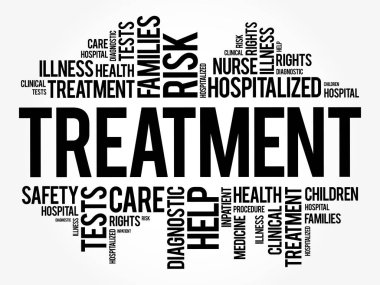 Treatment word cloud collage, health concept background clipart