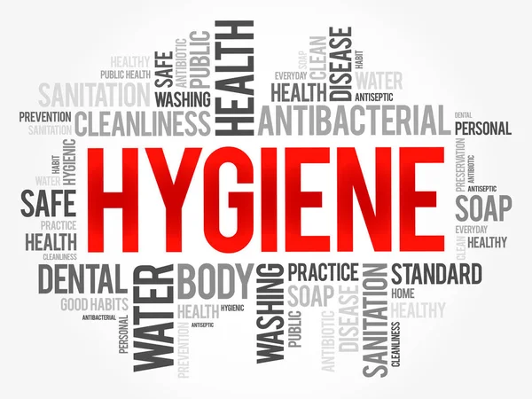 Hygiene Wort Wolke Collage Gesundheitskonzept Hintergrund — Stockvektor