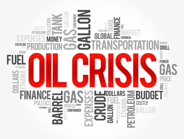 Colagem Nuvem Palavras Crise Petróleo Fundo Conceito Negócios — Vetor de Stock