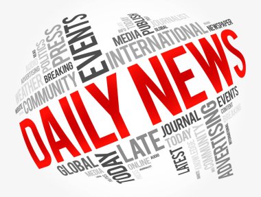 Daily News sözcüğü kolaj bulutu, iş konsepti geçmişi