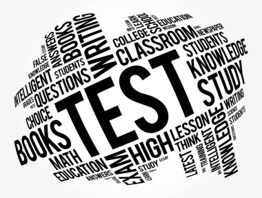 Test kelimesi bulut kolajı, eğitim konsepti geçmişi