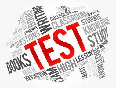 Test kelimesi bulut kolajı, eğitim konsepti geçmişi