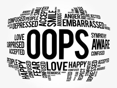 OPS kelime bulut kolajı, sosyal konsept arka plan