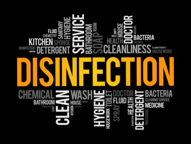 Dezenfeksiyon kelimesi bulut kolajı, sağlık konsepti geçmişi