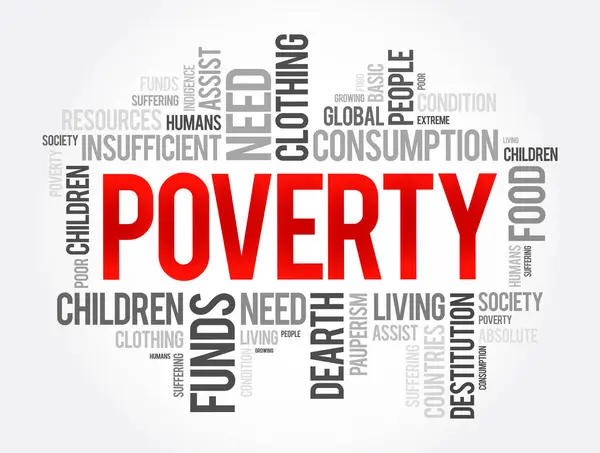 stock vector Poverty is the state of having few material possessions or little income, word cloud concept background